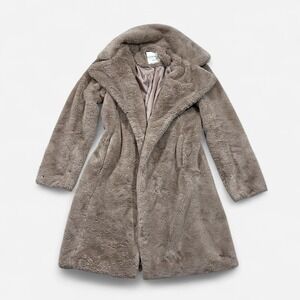 Bagatelle Faux Fur Beige Teddy Coat Collar Pockets Womens S Winter Cozy Overcoat